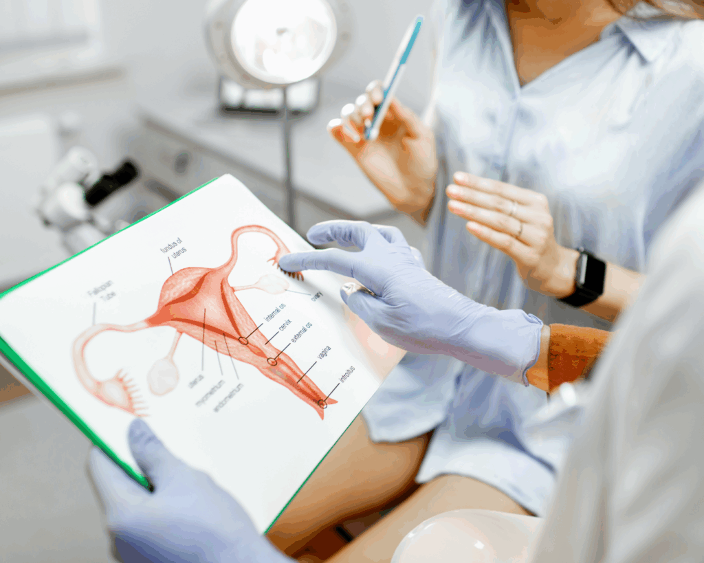 Consulta ginecológica em Curitiba com explicação do útero e ovários por médico especialista